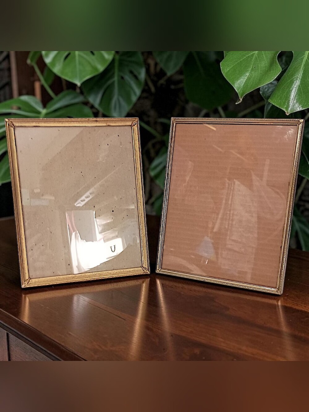 2 Vintage Brass Picture Photo Frames 8x10 Gold Tone Hollywood Regency Embossed